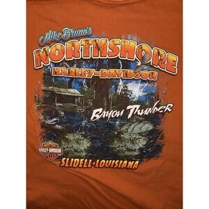 Harley Davidson Shirt Mens M Orange Northshore Slidell Louisiana Bayou Thunder